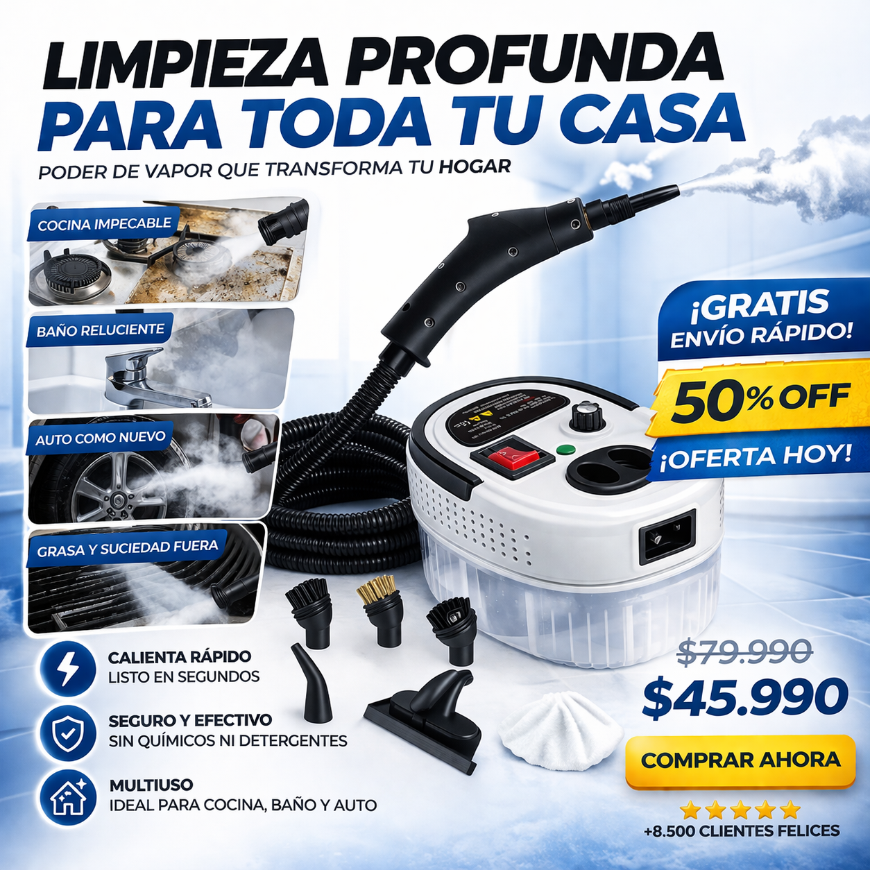 ⚡ Elimina grasa, sarro y suciedad difícil sin fregar💨✨